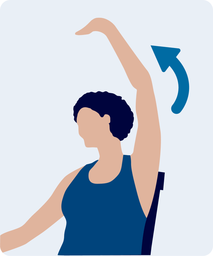 Sitting arm raise reach visual
