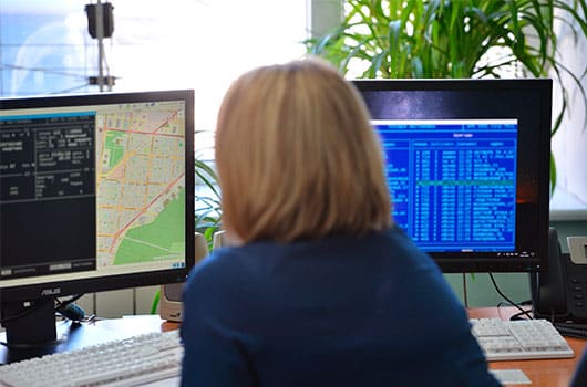 Customer support agent looking at their computer screen