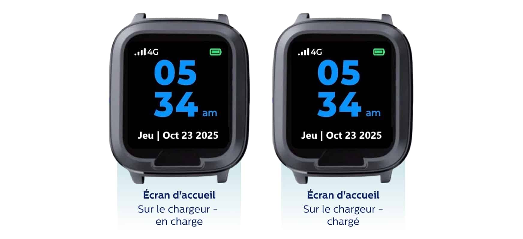 Smartwatch Home screen view (time + battery)