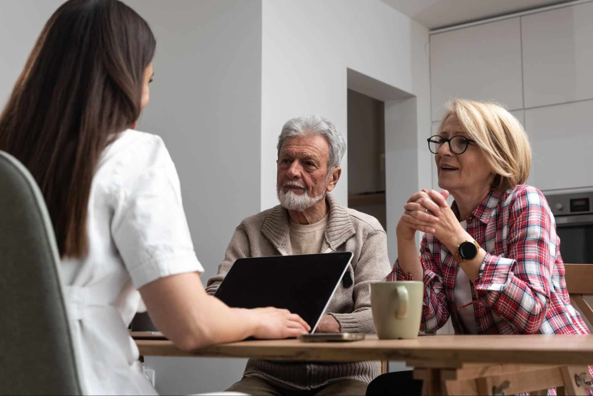 Doctor talking with patients