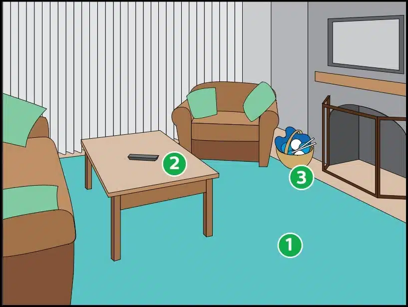 Living Room organized for senior safety