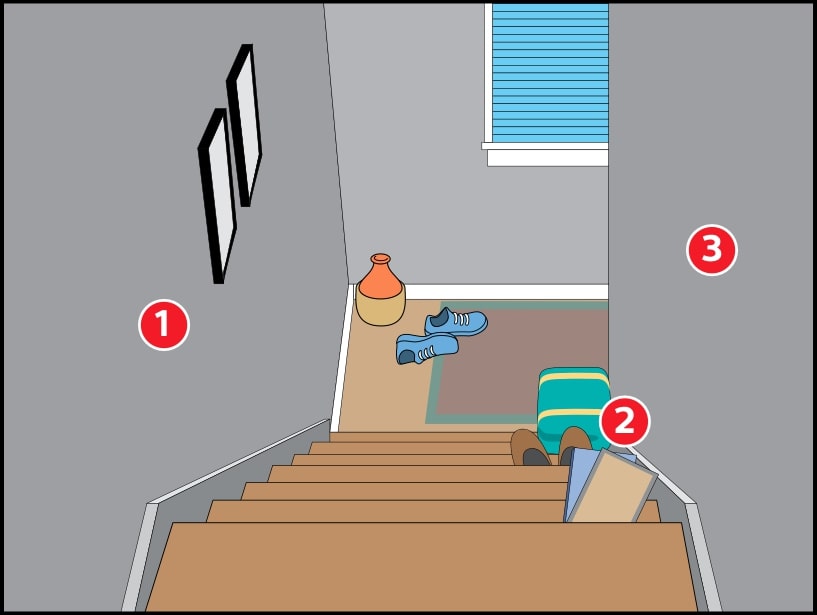 Stairway with fall hazards for seniors
