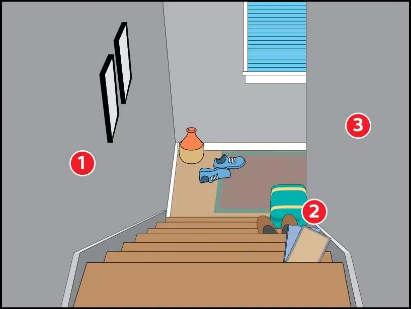 Stairway with fall hazards for seniors